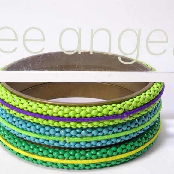 Lee angel Neiman Marcus Enamel Mesh Ribbon Bangle Bracelet Set NWT 200 - Picture 1 of 6